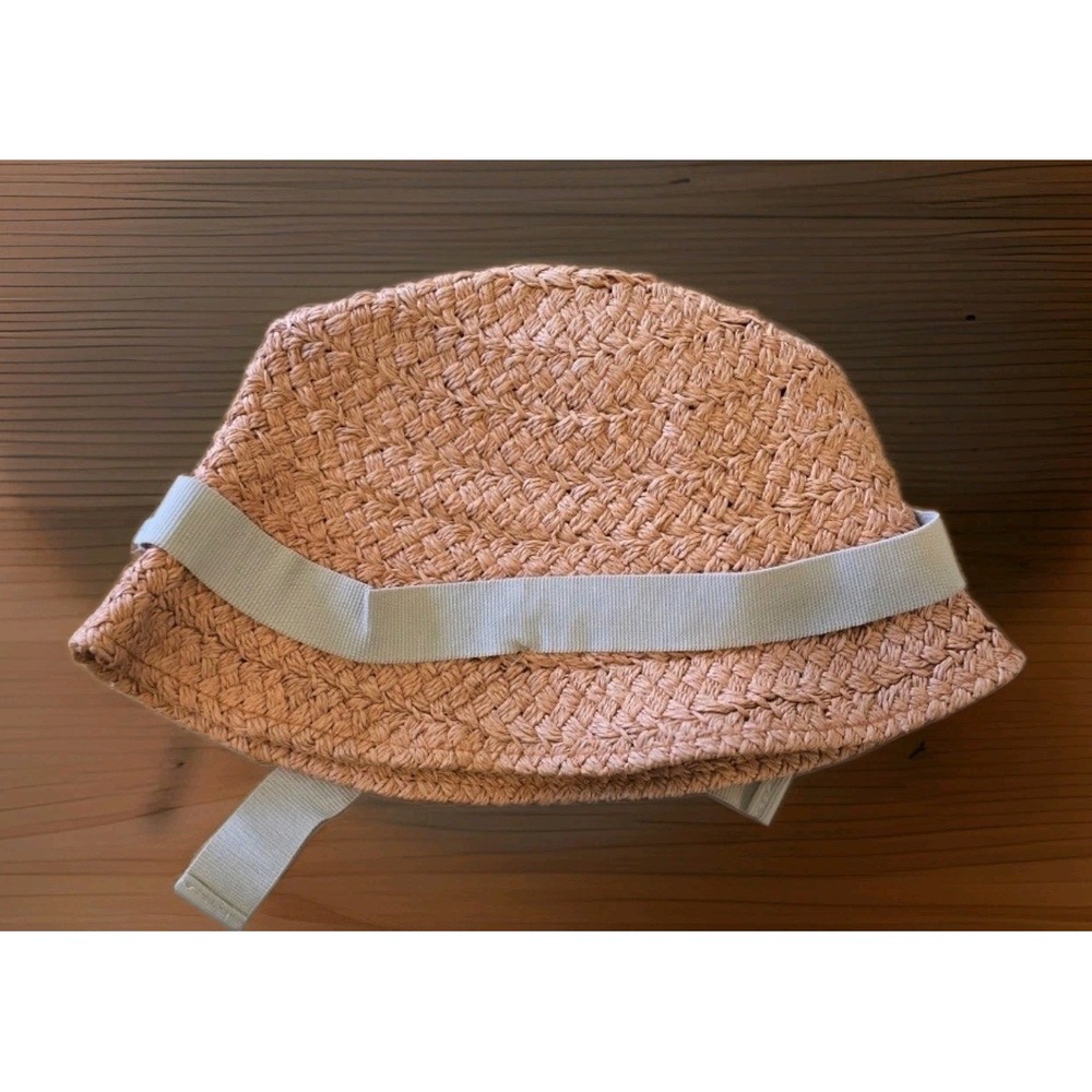 Emporio Armani Women's Orange Paper Bucket Hat Beige Bow Logo Size 57 - Picture 2 of 6